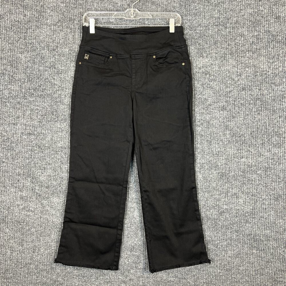 Belle by Kim Gravel Regular TripleLuxe Twill Mariner Crop Jeans Black Size 6 - Picture 2 of 13